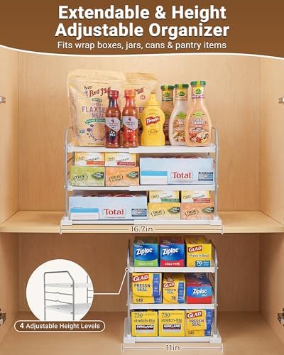 EVERIE Extendable 3-Tier Kitchen Cabinet Organizer, 11–16.7 in Wide