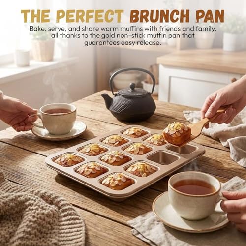 Good Dee's Square Non-Stick 12-Cup Muffin Pan - Naturally Slick