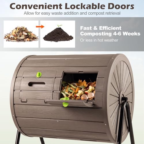 Goplus Dual-Chamber Compost Tumbler, 37.5 Gallon