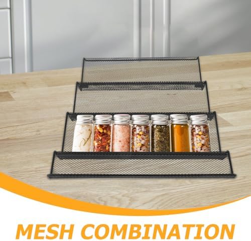Spice Rack Drawer Metal Organizer for Seasoning Jars, Black