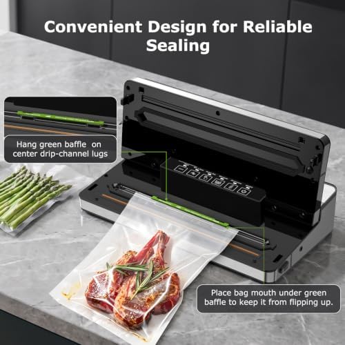 Bonsenkitchen Vacuum Sealer, 80 kPa, Silver