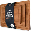 MelBell Bamboo Cutting Board Set Of 3 for Kitchen - Wooden Chopping