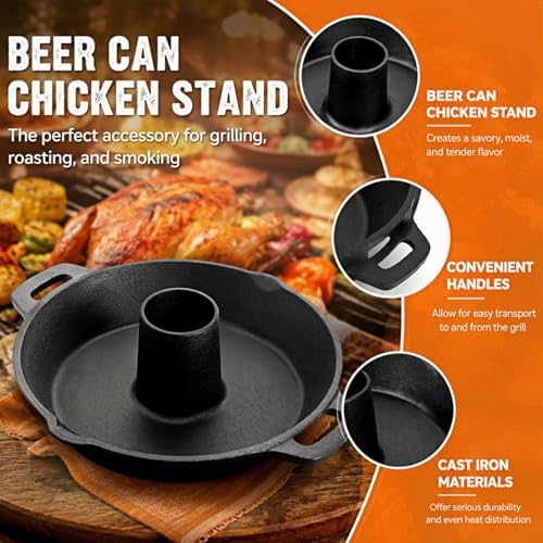 Vertical Cast Iron Chicken Roaster with Roasting Pan