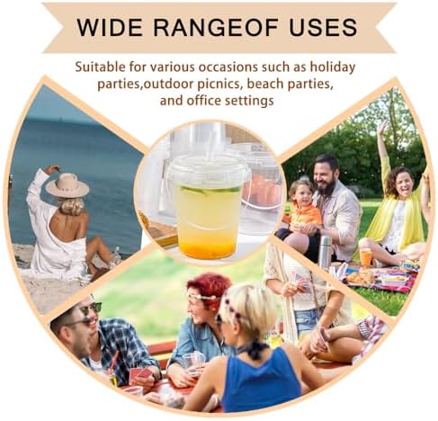 30 Sets - 34 oz Plastic Cups with Lid and Straw,Disposable Coffee Cups