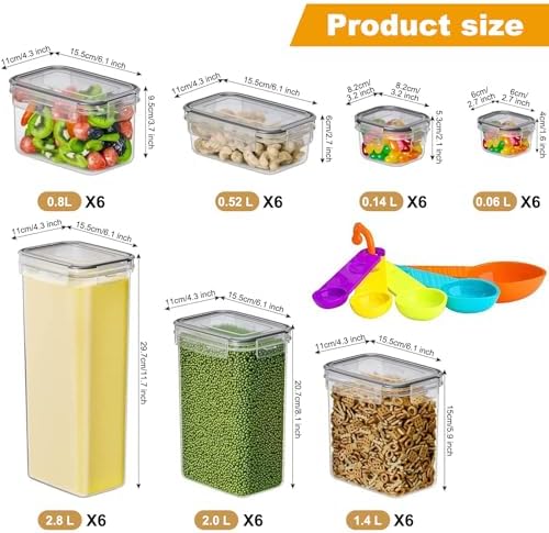 42pcs Airtight Clear Stackable Food Storage Containers