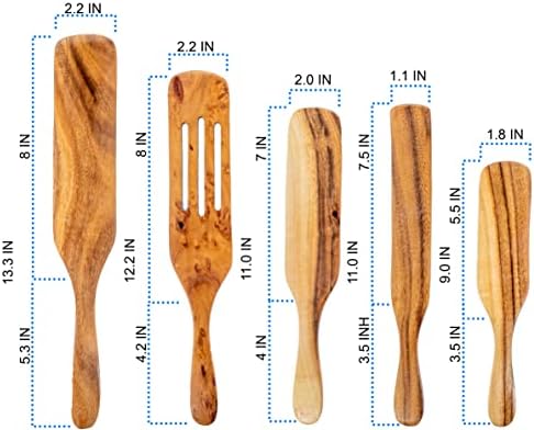 5-Piece Natural Teak Wood Spurtle Utensil Set