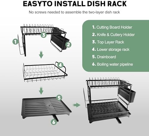 Steel Dish Drying Rack, 16.5" D x 11.5" W x 11.5" H