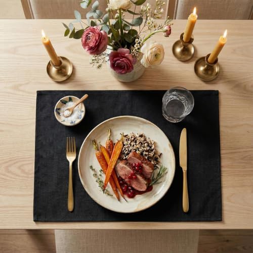 Artoid Mode Black Placemats Set of 4, 12x18 Inch Halloween Washable
