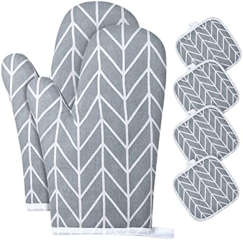 AUAUY Oven Mitts and Pot Holders, 6PCS Set, 392°F