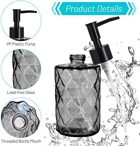Glass Soap Dispenser with Plastic Pump, 330ml/11oz, Black