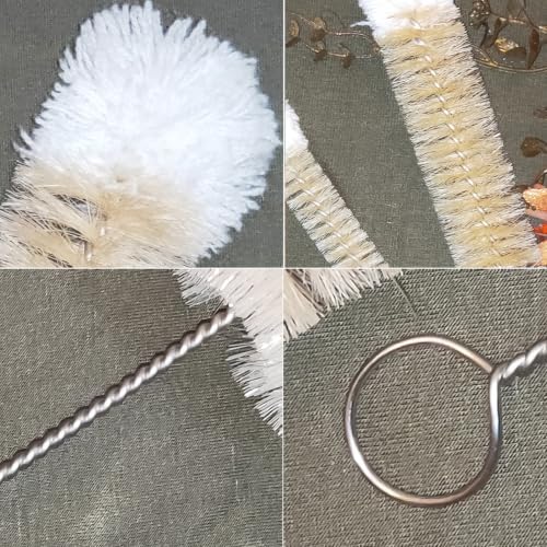 NewFerU Bottle Brushes Thin Long Handle X 3, Natural Boar Bristle Set