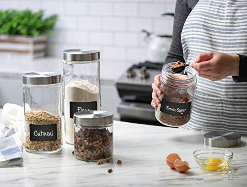 4pc Canister Sets for Kitchen Counter or Bathroom + Labels & Marker