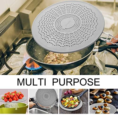 13” Silicone Splatter Screen Pan Cover with Folding Handle, Heat