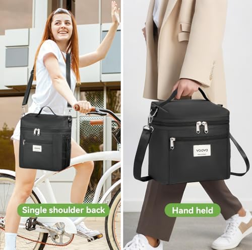 Voova Stainless Steel Lunch Box with Lunch Bag, 42oz/1200ml, Black