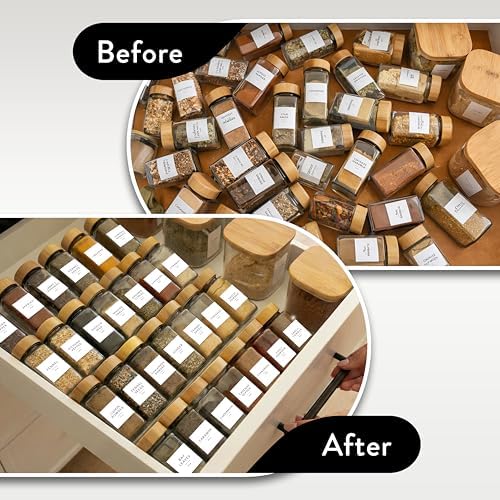 Acrylic Spice Drawer Organizer 4 PK, Expandable 13"-26" Acrylic Spice