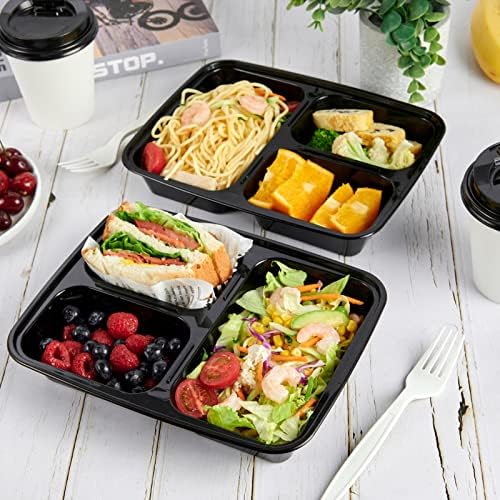 MUCHII 32 oz 3 Compartment Meal Prep Containers, 20 Count To Go Bowls