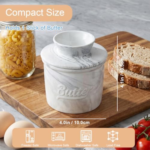 Eichzer Ceramic Butter Crock with Bell-shaped Lid, Marble