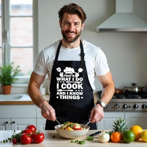 Funny Aprons for Women Men, Adjustable Black Grilling Cooking Baking