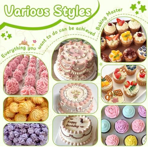 Suuker 6B Piping Tips Set, 5-Piece Open Star Cake Decorating Tips
