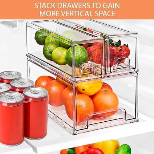 Sorbus Fridge Drawers - Clear Stackable Pull Out Refrigerator