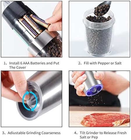 Gravity Automatic Salt and Pepper Grinder, 2Pack