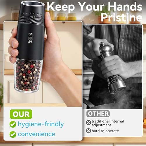 Rechargeable Salt and Pepper Grinder Set, USB-C