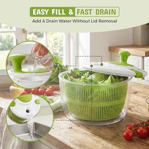 Salad Spinner, Lettuce Spinner with Drain, 5.3 Quarts Capacity.