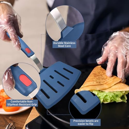 Tenta Kitchen Wide Silicone Spatula for more than 12" Non Stick Frying