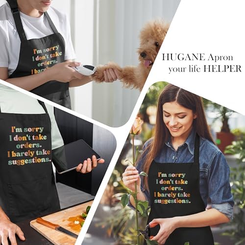 Funny Apron with Pockets for Women Men, Sarcastic Quote I'm Sorry I