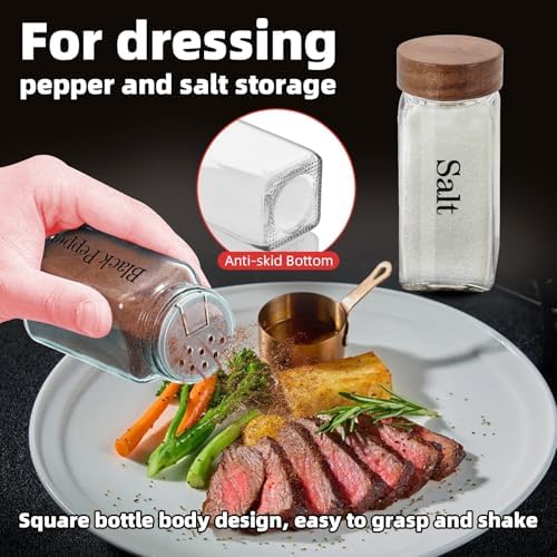 6Pcs 4 oz Square Glass Spice Jars with Label, Empty Spice Containers