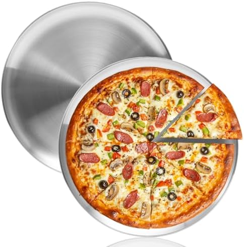 16 Inch Pizza Pan for Oven 2 Pack Stainless Steel Baking Sheet Round