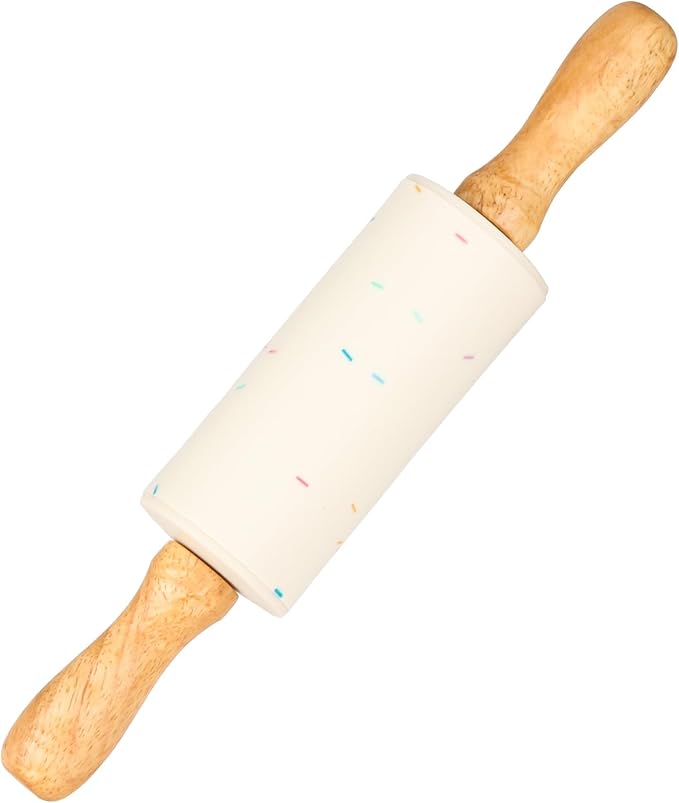 Mini Silicone Rolling Pin for Kids, Non-stick Surface Wood Handle, 9 Inch 1 by Honglida