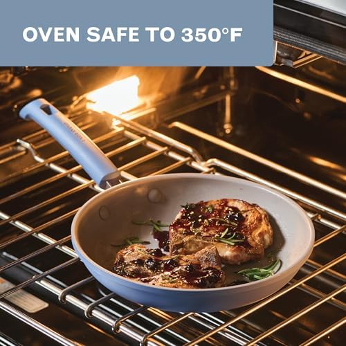 Farberware TrueCook Ceramic Plus Induction-Ready, Dishwasher Safe 12-Piece Cookware Set Steel Blue