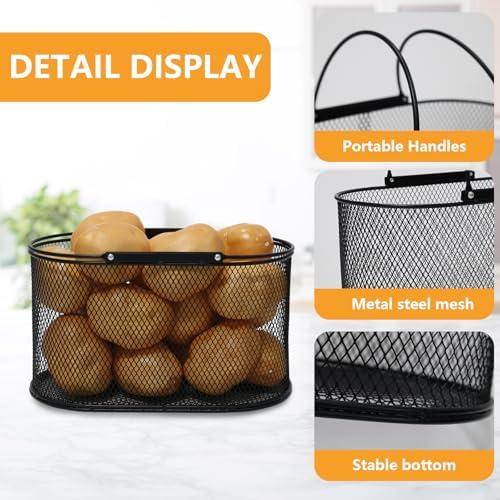 Potato Storage Potato Bin, Metal Potato Basket with Handle, Potato