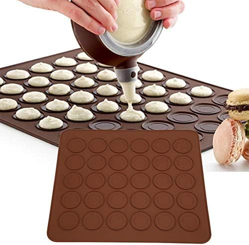 Haofy Silicone Macaron Mats, 2x30-Grid Non-Stick Baking Brown