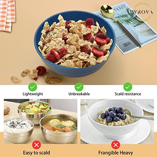 Wheat Straw Bowls Set 60 OZ Unbreakable Large Cereal Bowls Set of 6
