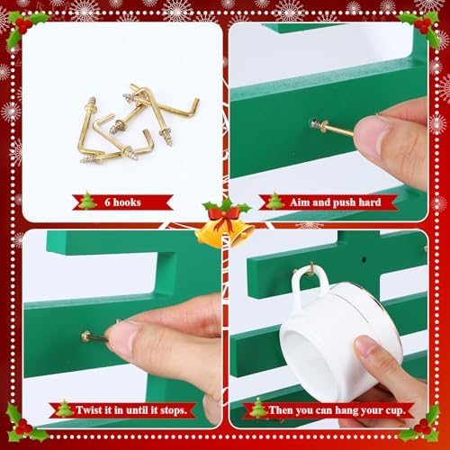 Bokon Christmas Mug Holder Tree Christmas Tree Coffee Cup Holder with