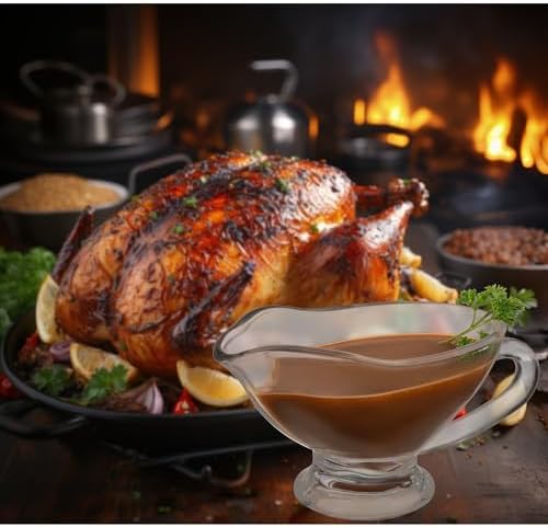 HIC Kitchen Glass Gravy Boat, 9-Ounce Capacity With Dripless Spout And
