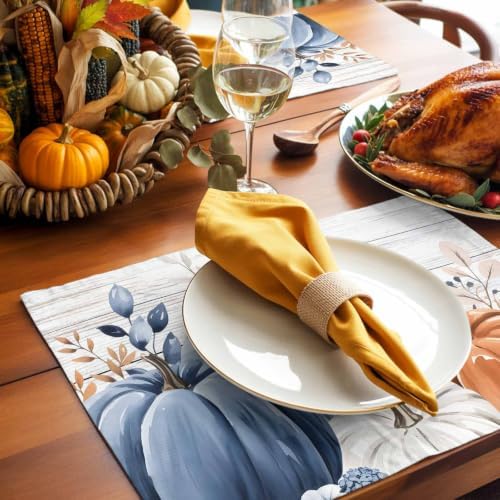 Fall Placemats Blue Pumpkin Place Mats for Dining Room Dinner Table