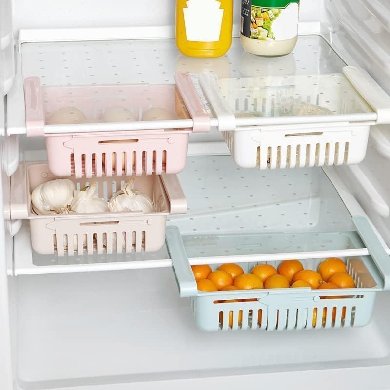 Cyrank Multifunction Fridge Drawer Organizer, Retractable Drawer