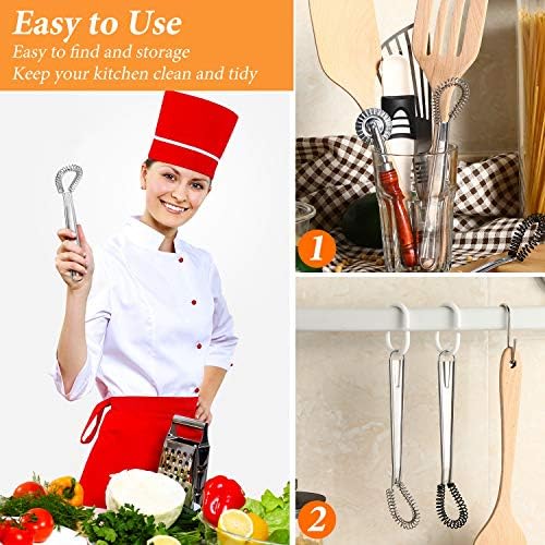 Boao 4 Pcs Mini Whisk Small Egg Beater Stainless Steel