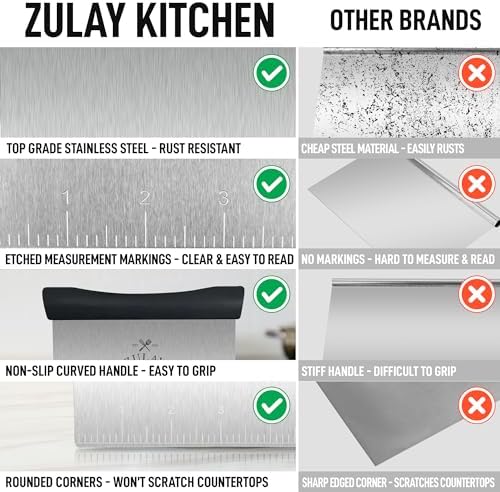 Zulay Premium Multi-purpose Stainless Steel Bench Scraper & Chopper