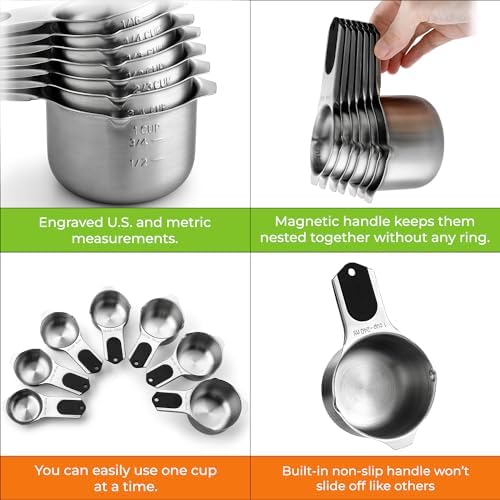 Spring Chef Magnetic Stainless Steel Measuring Cups Set of 7 Patented