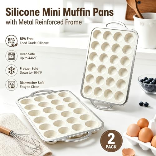 Silicone Mini Muffin Pan for Baking,Mini Muffin Pan With Metal