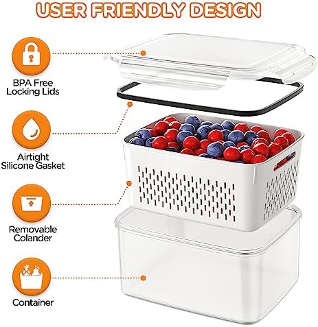 5-Pack Fruit Storage Containers with Removable Colanders