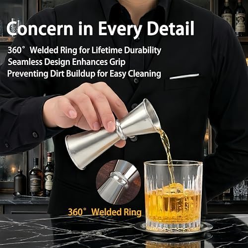 Lexenic 2oz 1oz Japanese Jigger, 304 Stainless Steel- (Pack 1)