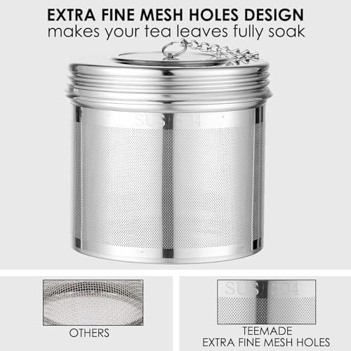 Extra Large Tea Infuser -304 Tea Filter with Threaded Lid & Chain