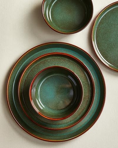 Pokini Ceramic Plates and Bowls Sets for 8, 24pcs Dinnerware Sets, Dish Set