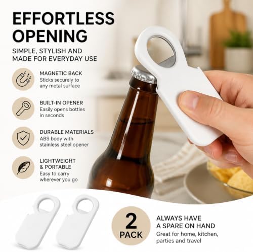 2-Pack Rolling Can Organizer for Refrigerator, Bottle Opener