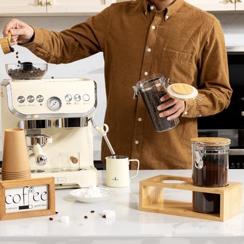 Yangbaga Coffee Canister with Spoon, 2P 38OZ Plastics Airtight Coffee